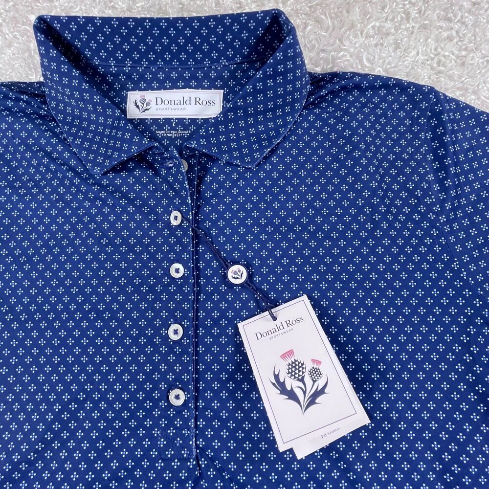 NWT Donald Ross Sportswear Golf Polo Navy Blue Women's Large L Bell McCoy Logo - Picture 4 of 14